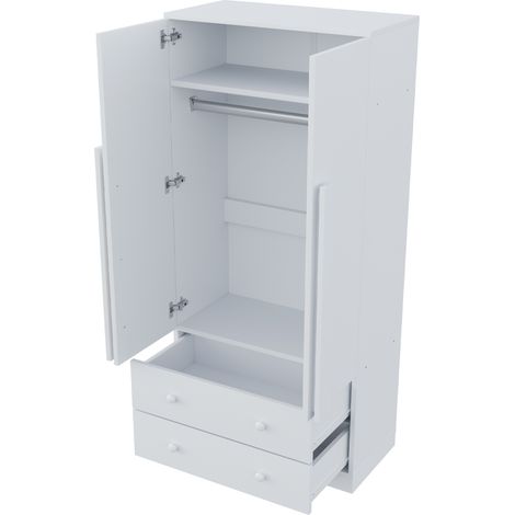 Armoire blanche 70x40x170 cm avec portes doubles, tiroirs et étagères, rangement spacieux (1/5)