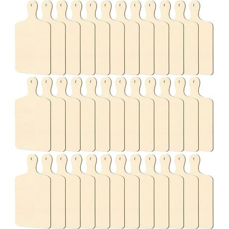 36 PièCes Mini Planche à DéCouper en Bois avec PoignéE en Bois Non Artisanat Mini Planches de Charcuterie Pagaie Vierge Planche à DéCouper (1/5)