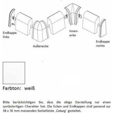 PROVISTON Innenecke für MDF Sockelleiste 18 x 58 mm MDF Weiß