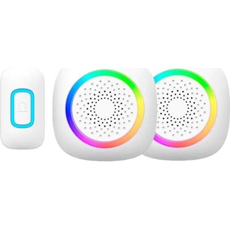 2 CAMPANELLI SENZA FILI WIRELESS 2 ricevitori luce RGB 60 melodie RL-2R3995