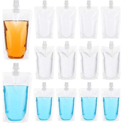 Lot de 50 sacs alimentaires 200 ml – transparents bec verseur réutilisables pour jus, eau, liquides portables voyage