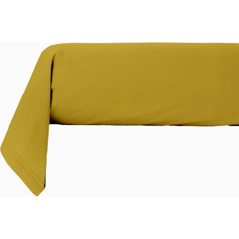 Taie traversin en coton 57 fils unie jaune mimosa jaune moutarde 85x185cm (1/3)