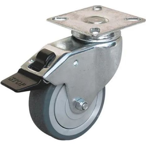 Roulette avec frein UNIROLL D.50 mm, platine pivotante 50x50 mm, hauteur 72 mm