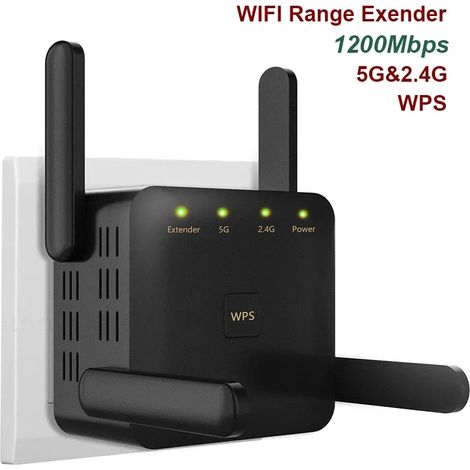 Amplificateur de signal WiFi 5G (1200M, noir, norme européenne) (1/5)