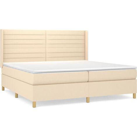 Maison Exclusive - Giroletto a Molle con Materasso Crema 200x200 cm in Tessuto (1/5)