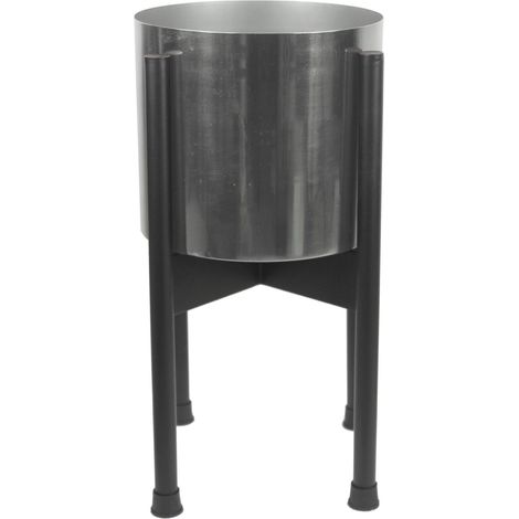 Medium Black Stand with Silver Metal Planter 38.5cm x 18cm