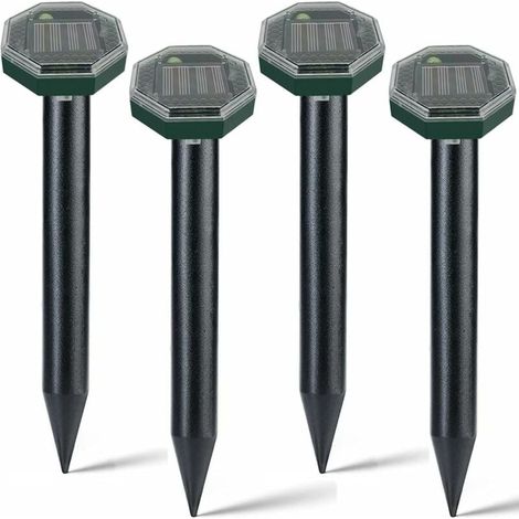 Répulsif Taupe Ultrason Solaire, Lot de 4, Anti-Taupe et Serpent, IP65 pour Lutte Antiparasitaire de Jardin (1/4)