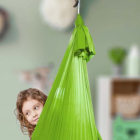Elastische Hängematte für Kinder, sensorische Schaukel für drinnen und draußen, Hängematte für Yoga und Fitness zu Hause, grün (1/4)