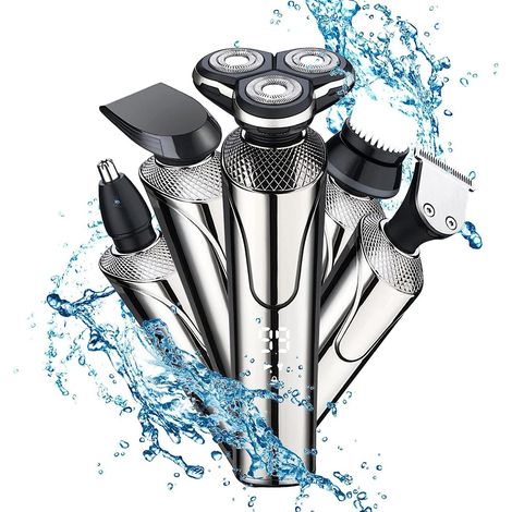 Rasoir professionnel pour homme, rasoir électrique 4 en 1 utilisable sur peau sèche ou humide, rasoir à bec de canard, avec écran LED (1/5)