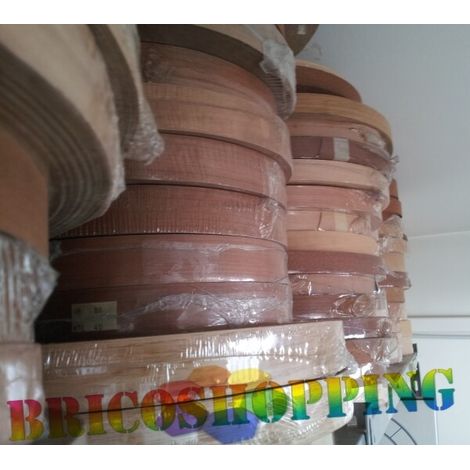 BORDINO LAMINATO BORDO LEGNO PREINCOLLATO WURTH NOCE TANGANICA TANGANIKA 1 METRO - Misura: 44 mm (1/2)