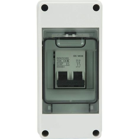 Disjoncteur CC 2P 10A IP65 étanche, interrupteur sectionneur CC miniature avec boîtier pour panneaux photovoltaïques 1000 V