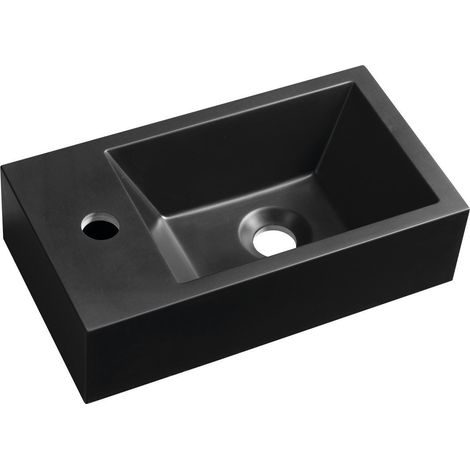 Sapho Small - Lave-mains 40x22 mm, sans trop-plein, trou pour robinetterie, noir AR400B (1/4)