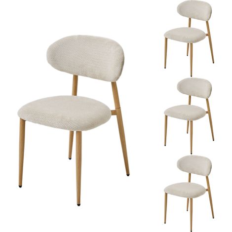 PPkrimnel Lot De 4 Chaises À Manger Beige Avec Pieds Couleur Chêne
