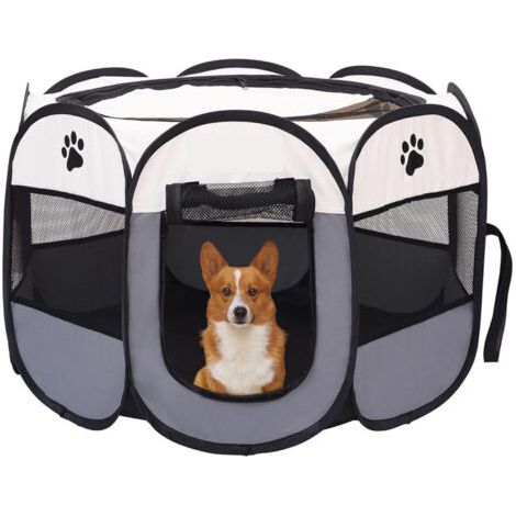 QORVA-Tente pliable et imperméable pour animaux de compagnie, facile à transporter et à ranger, adaptée à une utilisation intérieure et extérieure, grise