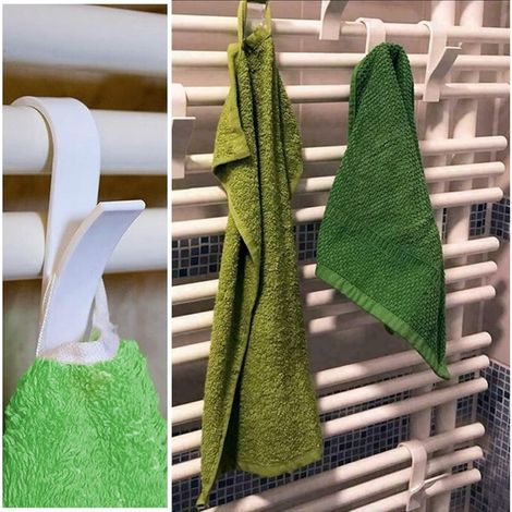 VURAHOME - Crochets de radiateur de salle de bain - 20 cintres de chauffage / crochets collants pour serviettes / crochets pour chauffe-serviettes (1/2)