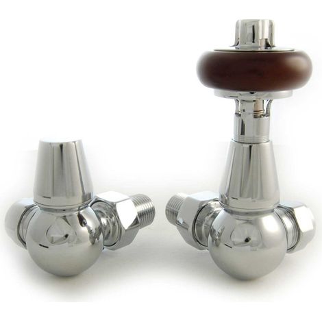 West Eton Traditional Corner Manual Radiator Valve and Lockshield - Chrome (1/5)