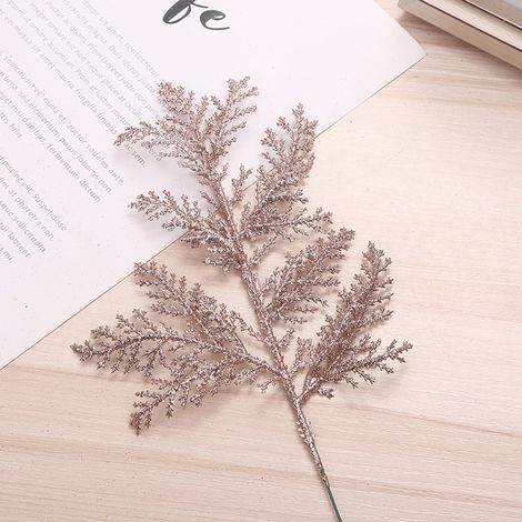 Pic de pin artificiel avec paillettes, fausse branche légère et réaliste pour couronne de guirlande de maison, décoration d'hiver (1/5)