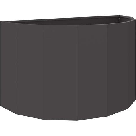Jardinière demi-ronde design moderne extérieur 90 x 45 x 50 cm ambiance chic en acier noir (1/5)
