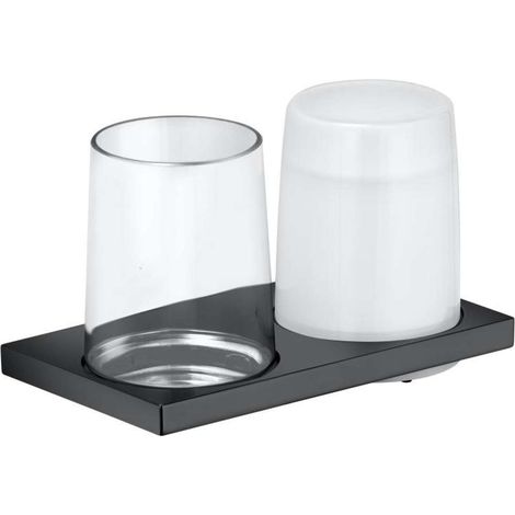 Keuco Edition 11 - Dispenser di sapone liquido e bicchiere con supporto, vetro/cromo nero 11153139000 (1/2)