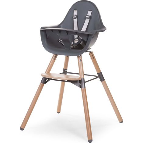 Childhome Seggiolino per Bambini/Ragazzi, Evolutive, da 6 Mesi, Regolabile in Altezza, Imbracatura a 5 Punti, Numerosi Accessori, Compatibile con la Sdraietta Evolu, Legno di Faggio, Evolu 2, Grigio (1/5)