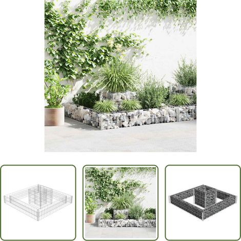 vidaXL Gabion en acier - Jardinière en gabion Acier galvanisé 120x120x20 cm (1/5)