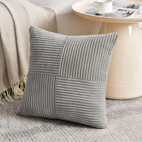 Lot de 1 Boho Housse de Coussin 40x40 Gris,à Motif Croisé Decoration Housses de Coussin en Velours Côtelé,Douillet Taie d'oreiller Housse Coussin Moderne pour Canapé Chambre Chaise Lit