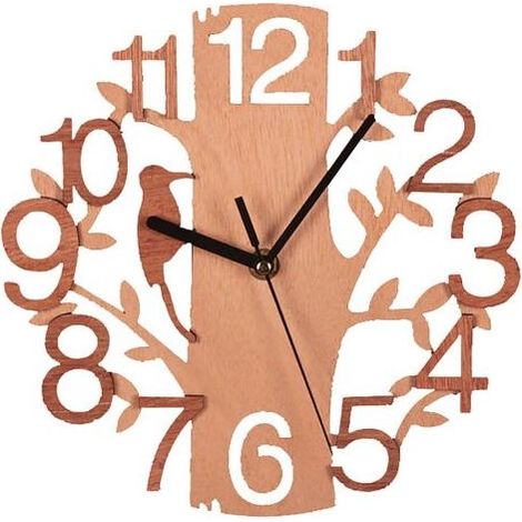 Horloge Murale Arbre en Bois Horloge Ronde Silencieuse Anti-tic-tac pour Cuisine Salon Chambre Bureau (211129GS05-2) (1/5)