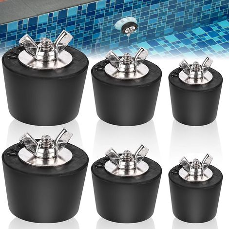 Lot de 6 bouchons d'hiver pour piscine Intex (32 mm/38 mm/51 mm) en caoutchouc avec vis en acier inoxydable, accessoires d'hivernage. (1/5)