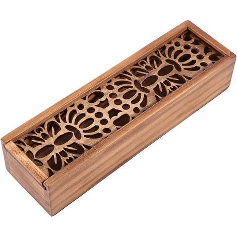 Federmäppchen aus Holz, Stiftebox aus Holz, Schreibwaren-Organizer in 4 einzigartigen Vintage-Designs mit Schiebedeckel zur Aufbewahrung zu Hause (Texturart) (1/5)