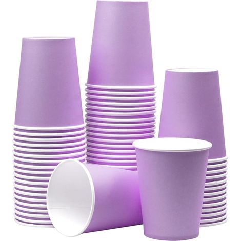 Gobelets en papier jetables, 60 pièces, couleur lilas clair, 8 oz, pour mariage, fête, pique-nique, barbecue, voyage et événements, lot de 60 gobelets décoratifs. (1/5)
