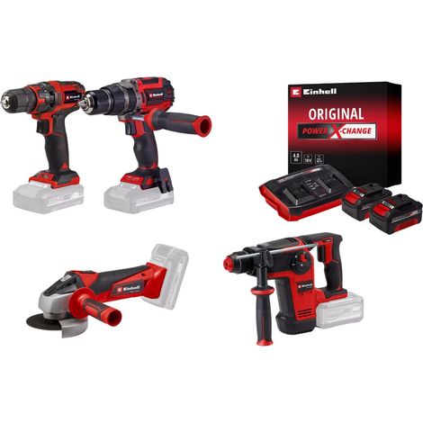 EINHELL Kit perçage sans fil Einhell - Perceuses - meuleuse - perforateur + 2 batteries 4.0Ah + chargeur