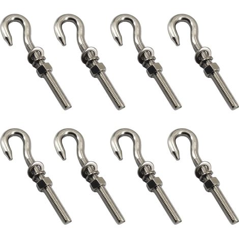 Lot de 8 boulons à œillet M8 en acier inoxydable avec écrou et rondelles à tige filetée longue (1/5)