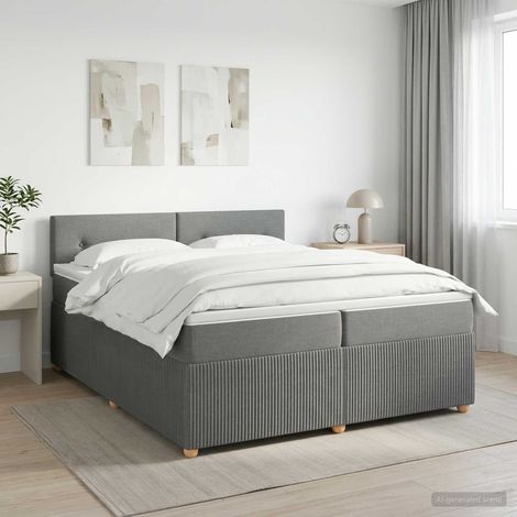 Cama box spring con colchón Gris oscuro 200 x 200 cm Tela (1/5)