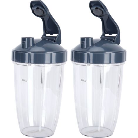 Ersatzset mit transparentem Glasdeckel (24 oz) für Mixerbecher, passend für 600-W-/900-W-Entsafter. (1/5)