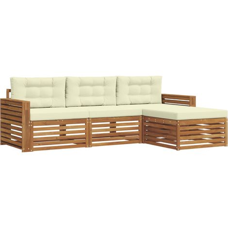 Conjunto de sofás de exterior con cojín Natural y Crema vidaXL (1/5)
