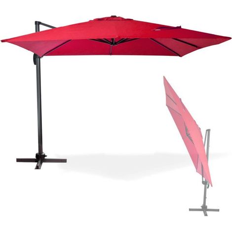 Parasol déporté Verona - 3 x 3 m - Rouge bordeaux