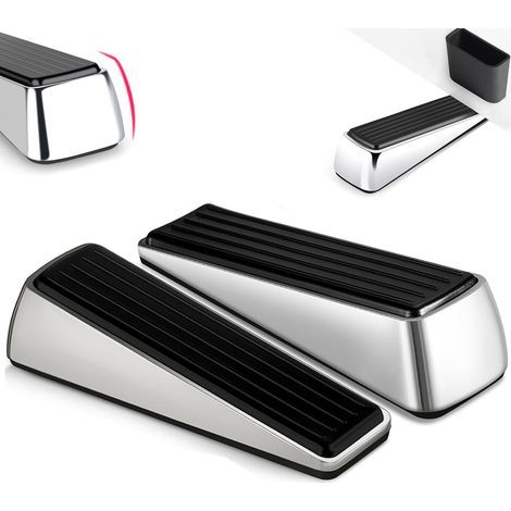 Door Stopper - Heavy Duty Rubber Wedge - For Hardwood Tile Concrete Floors - Indoor Door Hold Open Solution - Set Of 2 (1/5)