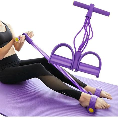 Appareil de musculation abdominale, extenseur corporel complet pour la maison, 6 tubes, corde de traction élastique violette (1/5)