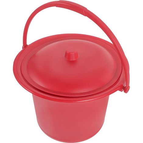 Pot de Chambre Portable Rouge pour Adultes en Pp Couvercle Isolant les Odeurs, Accessoire Solide et Pratique pour Mariage et Usage Quotidien (1/5)