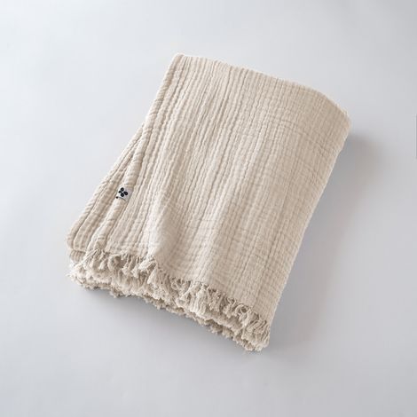 Plaid à franges "Gaïa" toutes dimensions "Gaze de Coton" - Gaïa Pampa - 130 x 160 cm - Gaia Pampa -