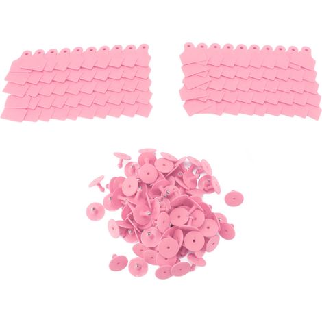 Blanko-Ohrmarken aus Kunststoff für Nutztiere, 100 Stück – Tierkennzeichnung für Schafe, Kühe, Schweine – Landwirtschaftlicher Bedarf – Rosa (1/5)