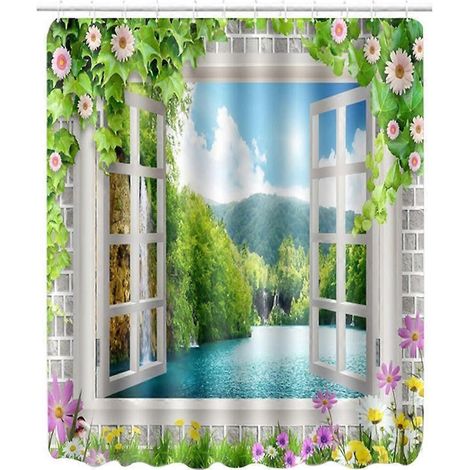 Bedruckter Duschvorhang 180 x 180 cm, wasserdichtes Polyester, Badezimmeraccessoire, elegantes Muster, Spritzschutz, strapazierfähiges Material, moderne Badewannendekoration (1/5)