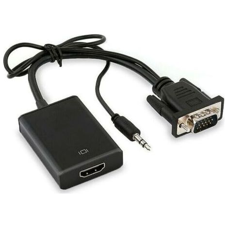 Câble adaptateur VGA vers HDMI 1080P avec audio – Conversion numérique haute définition – Compatible PC et lecteur DVD
