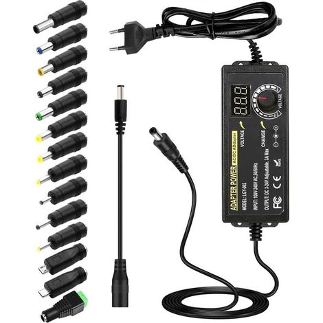 3A 72 W Adaptateur Secteur Universel,3V24V avec Affichage LED Tension et 14 Embouts,pour Les Appareils Electroniques Domestiques (1/5)