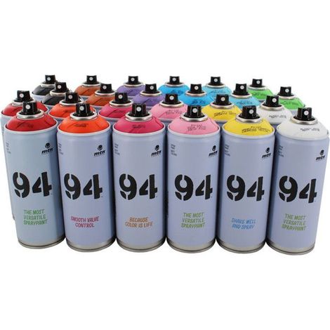 Lot de 24 bombes de peinture MTN 94 - couleurs assorties (2x12) - 400ml