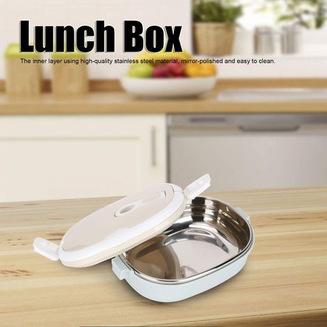 900-ml-Lunchbox mit einem isolierten Fach für warme und kalte Speisen. Tragbar und stapelbar, aus Edelstahl 304, für Erwachsene und Kinder. (1/3)