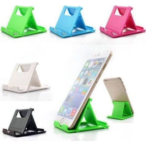Supporto per tablet nero pieghevole e regolabile, universale, per cellulari e tablet. (1/3)