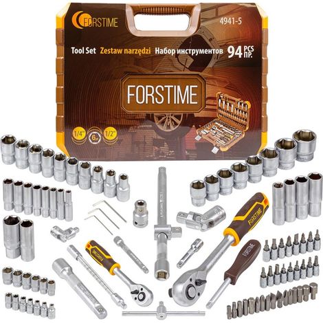 Coffret d'outils, clés, douilles, embouts, mallette, 94 pièces (1/5)
