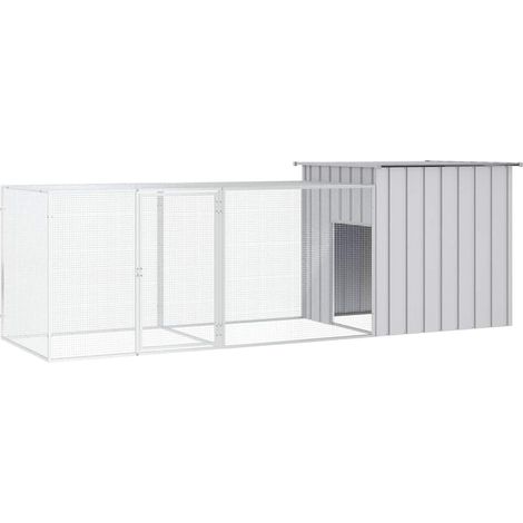 vidaXL Gallinero de acero galvanizado gris 300x91x100 cm (1/5)