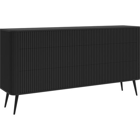 Selsey Ovarlo - Kommode mit 6 Schubladen, Schwarz mit Metallbeinen, 168 cm (1/5)